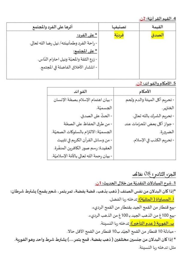 الموضوع المقترح الأول في مادة العلوم الإسلامية مع التصحيح. بكالوريا 2022 الجزائر مواضيع باك علوم إسلامية