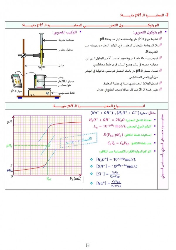 ملخص الوحدة 04: تطور جملة كيميائية نحو حالة التوازن فيزياء 3 ثانوي علمي